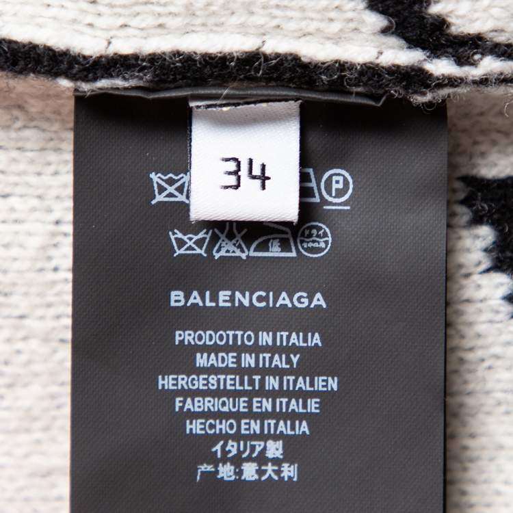 Pre Owned Balenciaga Black Logo Intarsia Knit Oversized Turtleneck Sweater S