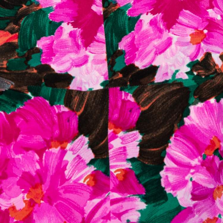Pre Owned Balenciaga Multicolor Floral Printed Silk Sleeveless Top M