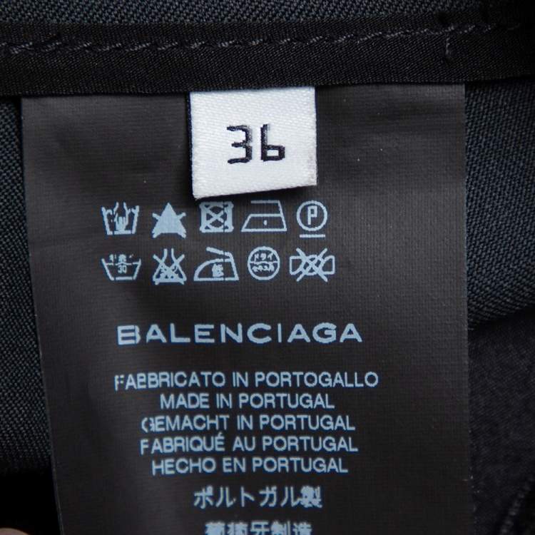 Pre Owned Balenciaga Charcoal Grey Wool & Silk Contrast Trim Detail Pants S