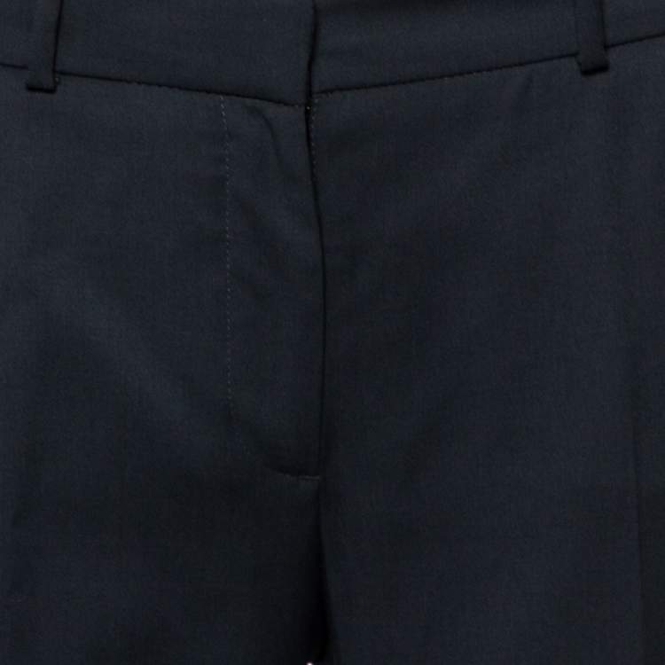 Pre Owned Balenciaga Charcoal Grey Wool & Silk Contrast Trim Detail Pants S