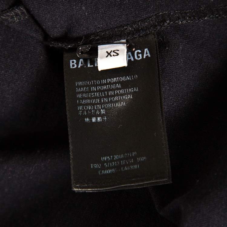 Pre Owned Balenciaga Black Cotton Diagonal Monogram Crewneck T-shirt XS