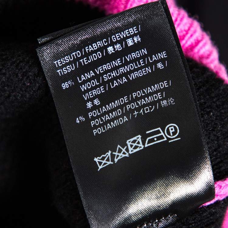 Pre Owned Balenciaga Pink Allover Logo Wool Crew Neck Sweater S