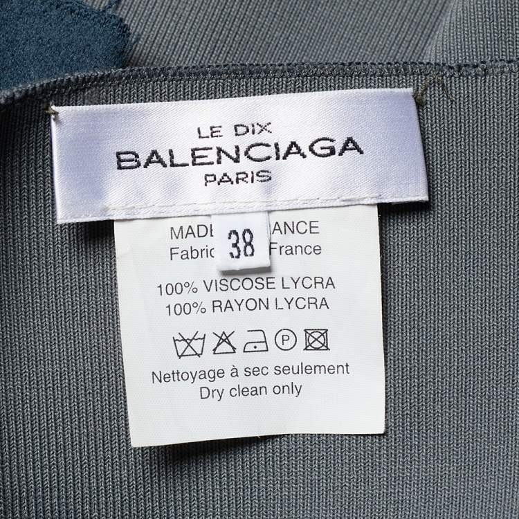 Pre Owned Balenciaga Vintage Grey Knit Pleated Detail Mini Skirt M