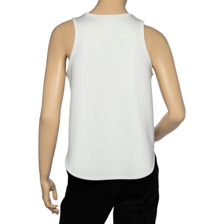 مملوكة مسبقًا Balenciaga White Knit Embellished Sleeveless Top L