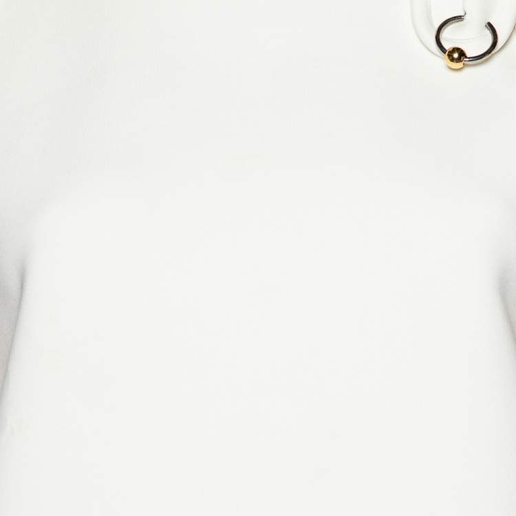 مملوكة مسبقًا Balenciaga White Knit Embellished Sleeveless Top L