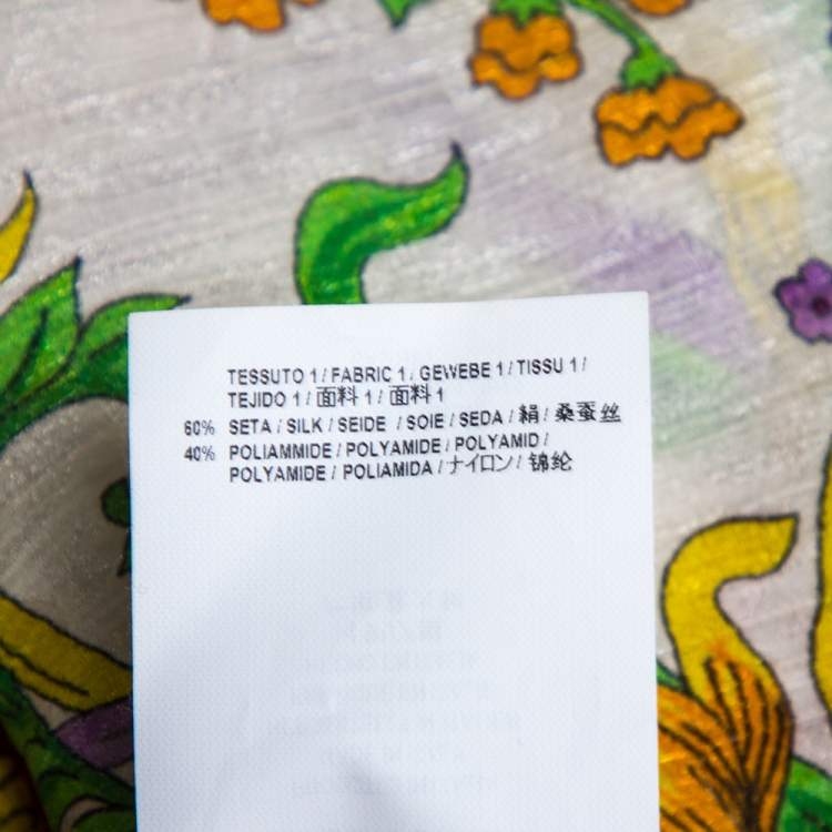 مملوكة مسبقًا Balenciaga White Floral Print Lurex Silk Slide Blouse L
