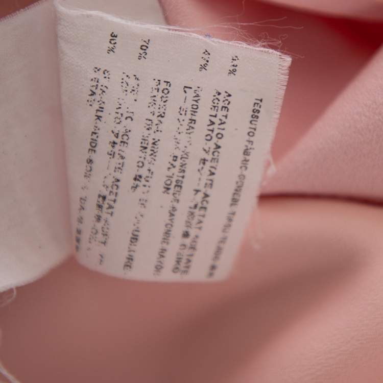 Pre Owned Balenciaga Light Pink Crepe Pleated Neck Detail Oversized Blouse S