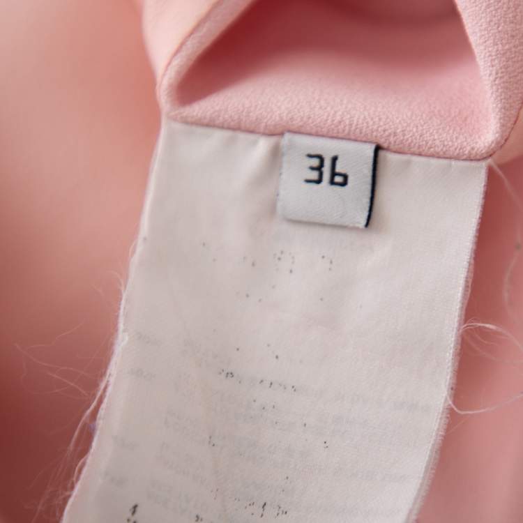 Pre Owned Balenciaga Light Pink Crepe Pleated Neck Detail Oversized Blouse S