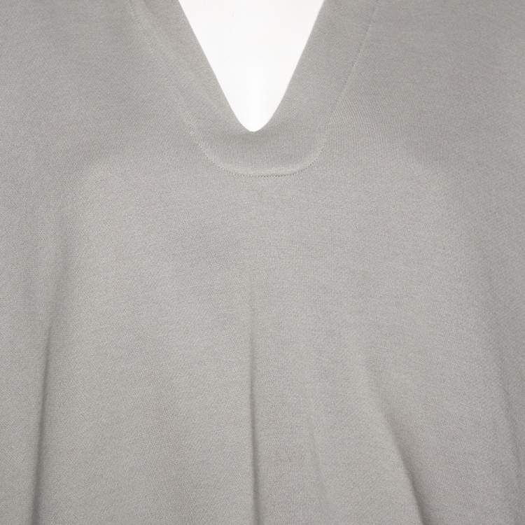 Pre Owned Balenciaga Light Grey Wool Collar Detailed Oversized Cropped Sweatshirt M