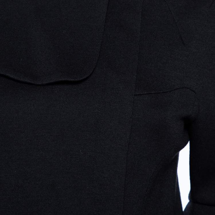 Pre Owned Balenciaga Black Wool Pleated Sleeve Detailed Cardigan M