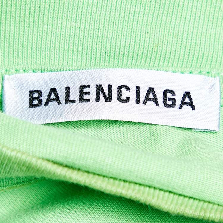 Pre Owned Balenciaga Neon Green Cotton Oversized Crewneck T-Shirt M