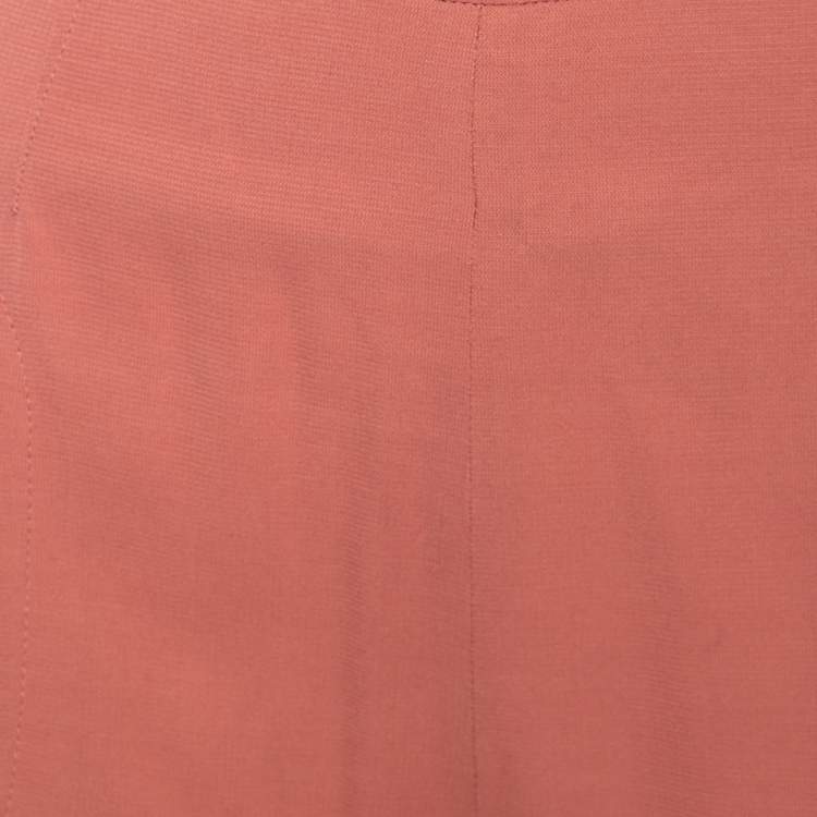 Pre Owned Balenciaga Peach Crepe Wide Leg High Waisted Pants M