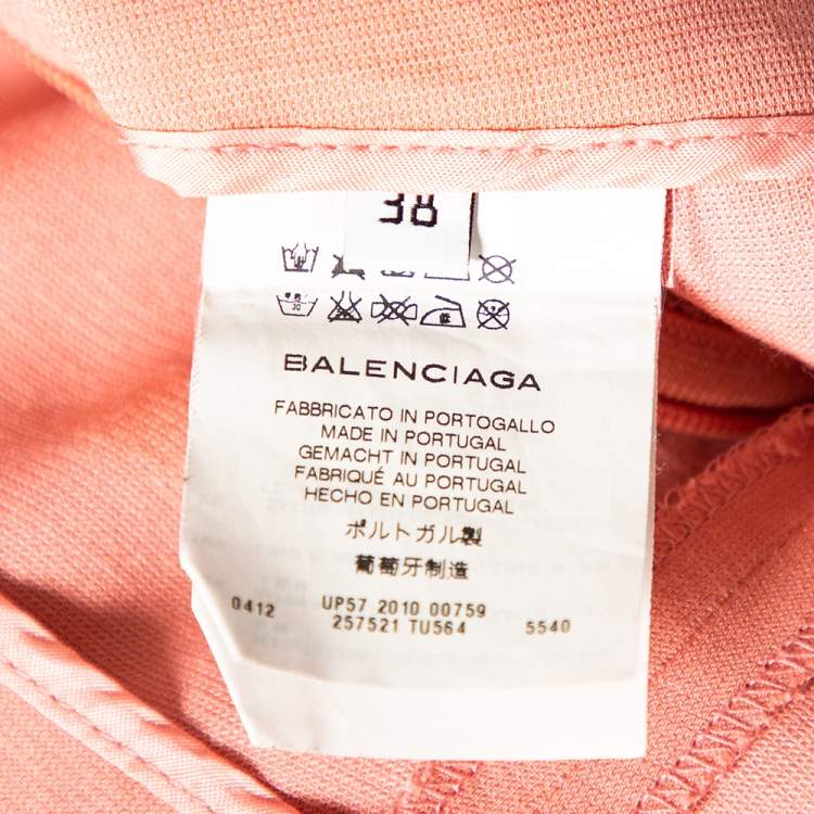 Pre Owned Balenciaga Peach Crepe Wide Leg High Waisted Pants M