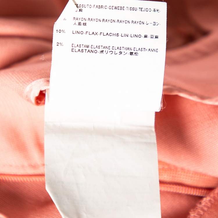 Pre Owned Balenciaga Peach Crepe Wide Leg High Waisted Pants M