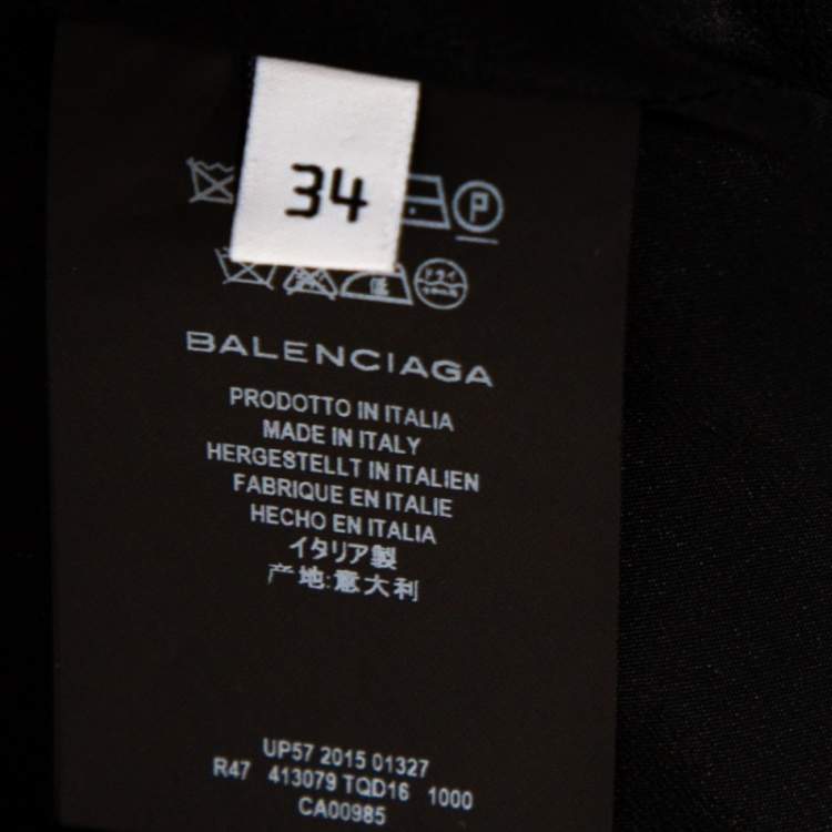 Pre Owned Balenciaga Black Crepe Embellished Neck Detail Short Dress S