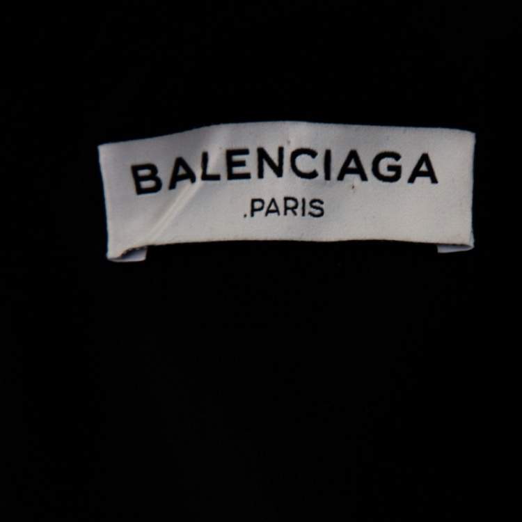 Pre Owned Balenciaga Black Crepe Embellished Neck Detail Short Dress S