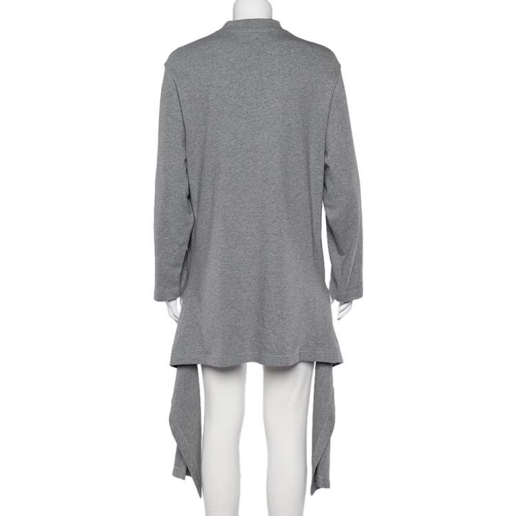 Pre Owned Balenciaga Grey Cotton Knit Waist Tie Detail Oversized Jumper S 