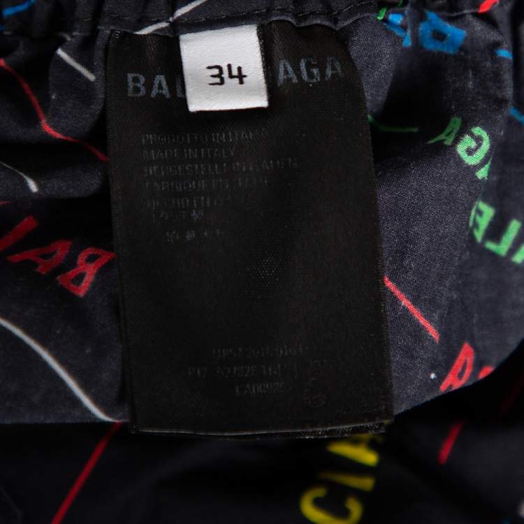 Pre Owned Balenciaga Multicolored Logo Printed Cotton Elasticized Waist Pants S