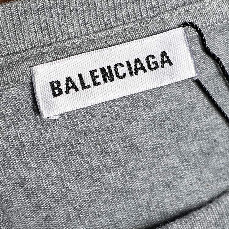 Pre Owned Balenciaga Grey Logo Printed Cotton Short Sleeve T-Shirt S