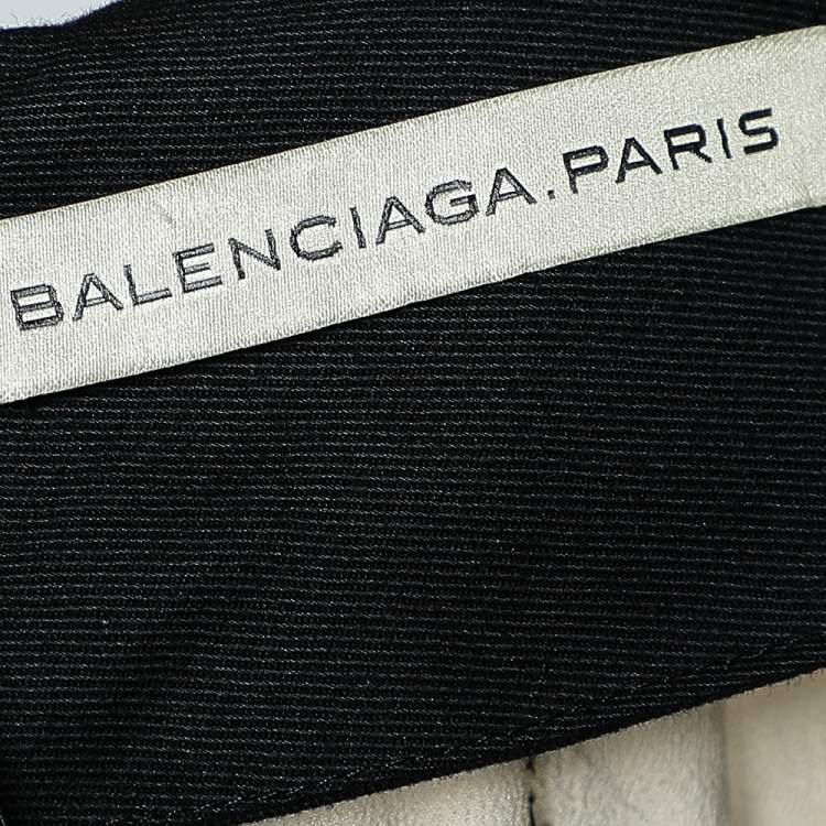 Pre Owned Balenciaga Ecru Silk Fray Detail Pleated Mini Skirt M