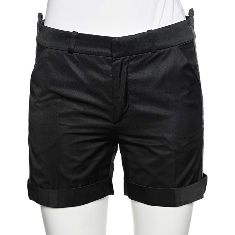 Pre Owned Balenciaga Black Synthetic Side Trim Detail Shorts S