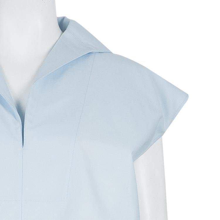 Pre Owned Balenciaga Blue Collared Yoke Detail Sleeveless Crop Top S