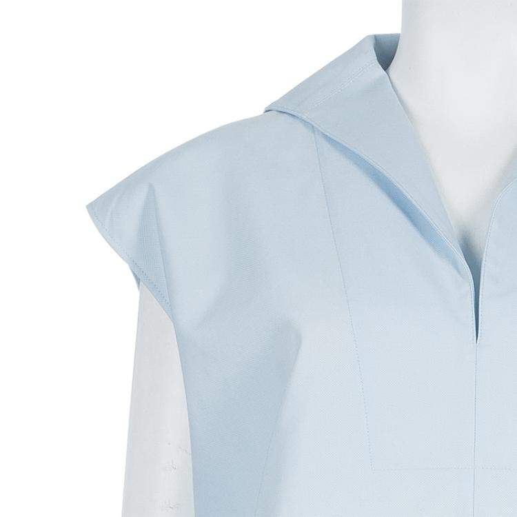 Pre Owned Balenciaga Blue Collared Yoke Detail Sleeveless Crop Top S