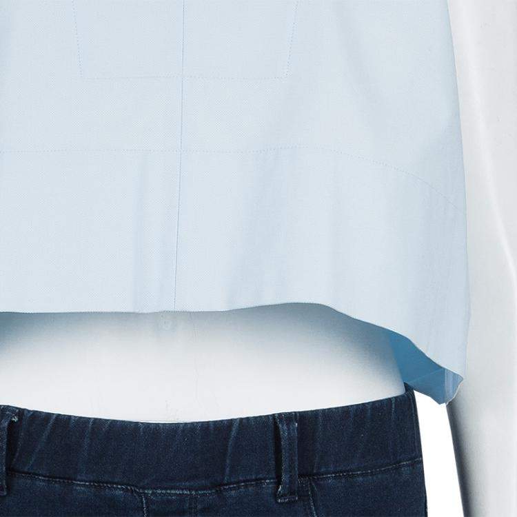 Pre Owned Balenciaga Blue Collared Yoke Detail Sleeveless Crop Top S