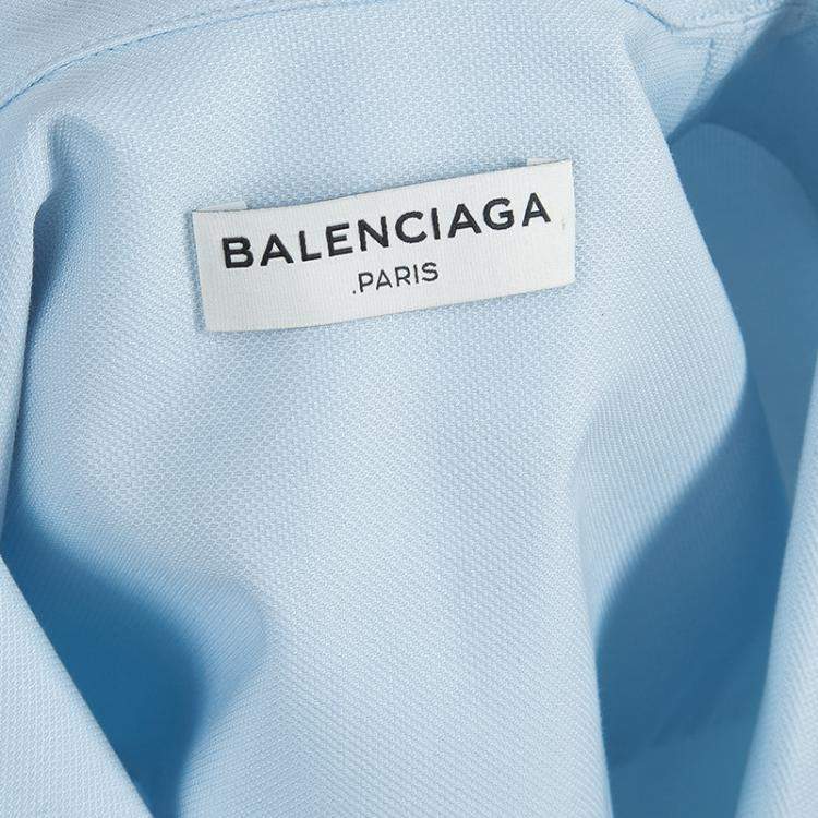 Pre Owned Balenciaga Blue Collared Yoke Detail Sleeveless Crop Top S