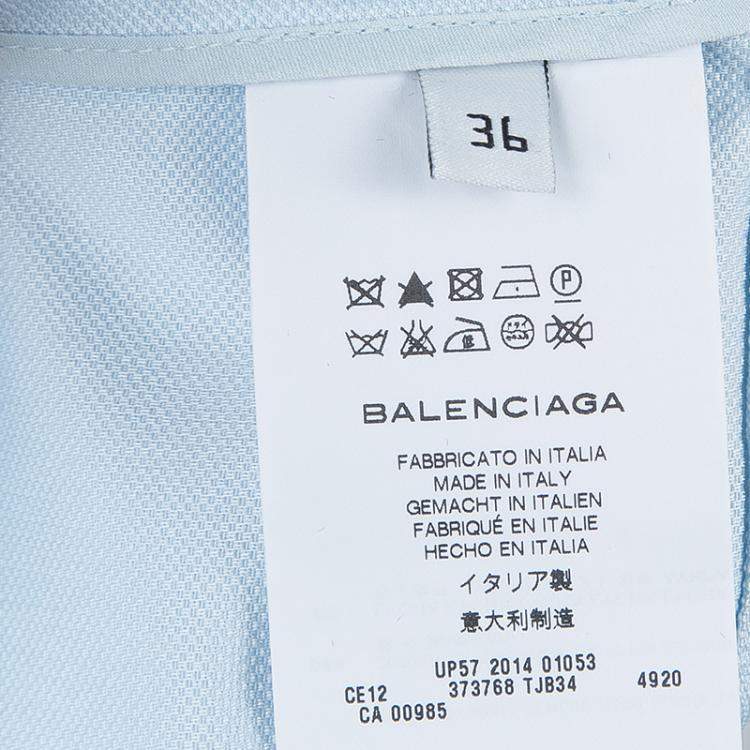 Pre Owned Balenciaga Blue Collared Yoke Detail Sleeveless Crop Top S