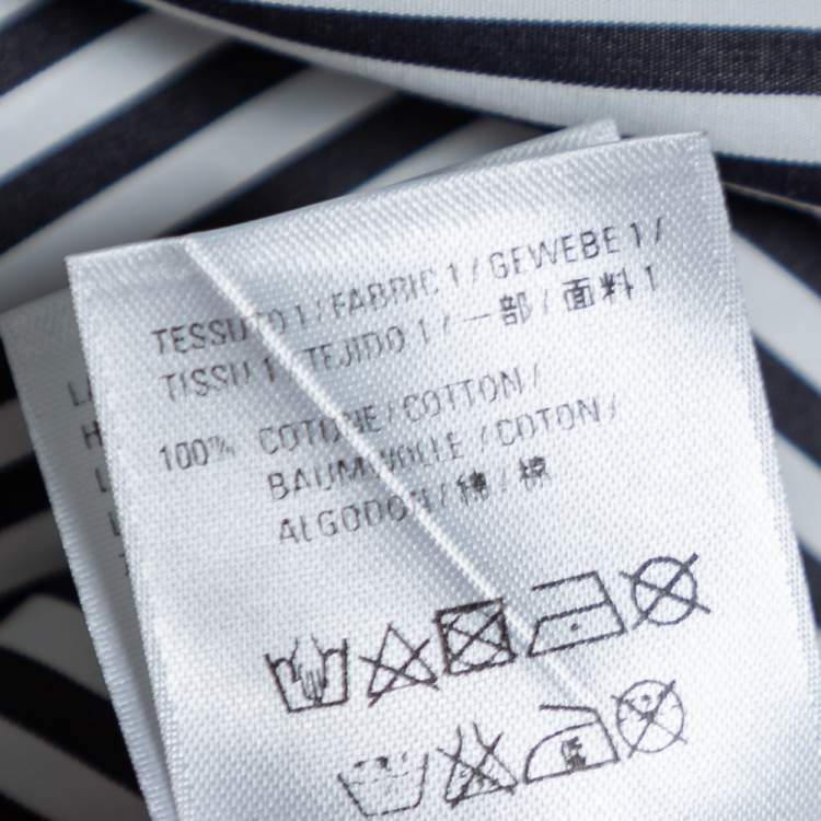 Pre Owned Balenciaga Black Striped Cotton Neck Tie Detail Oversized Shirt S 