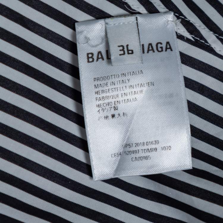 Pre Owned Balenciaga Black Striped Cotton Neck Tie Detail Oversized Shirt S 