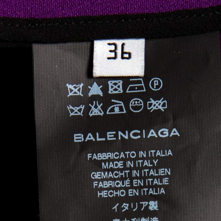 Pre Owned Balenciaga Black Synthetic & Silk Trimmed Pleated Mini Skirt S