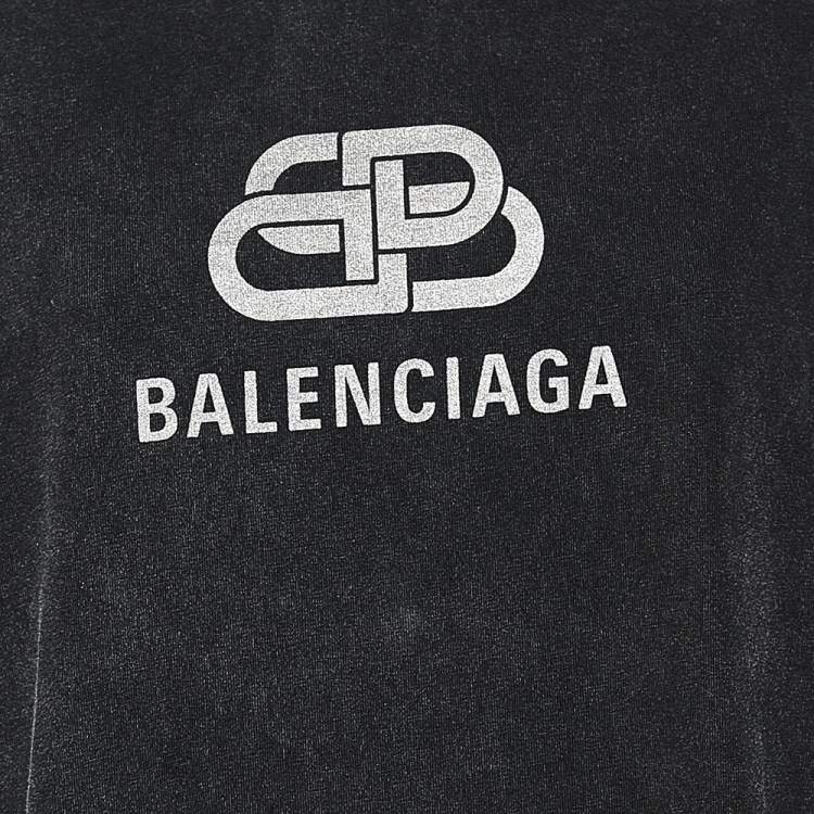 مملوكة مسبقًا Balenciaga Charcoal Grey Cotton Knit Oversized Crewneck T-Shirt M