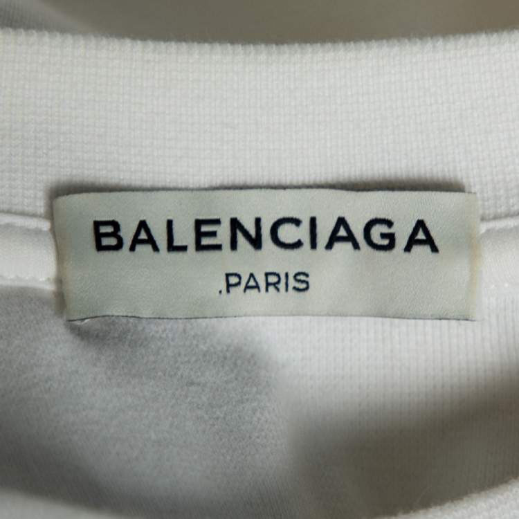 Pre Owned Balenciaga Off White Cotton Oversized Cropped Sweatshirt S