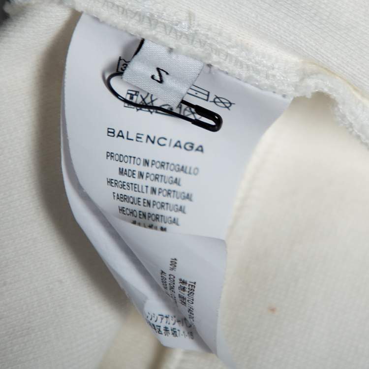 Pre Owned Balenciaga Off White Cotton Oversized Cropped Sweatshirt S