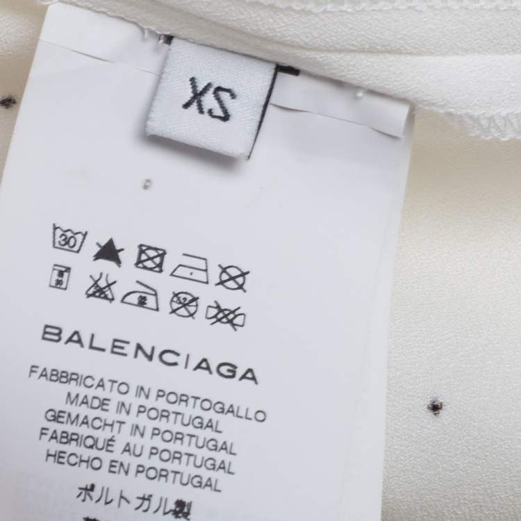 Pre Owned Balenciaga White Embellished Crepe Sleeveless Top XS