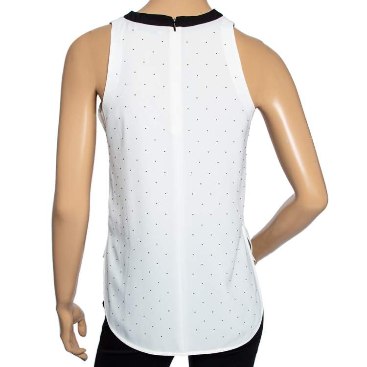 Pre Owned Balenciaga White Embellished Crepe Sleeveless Top XS