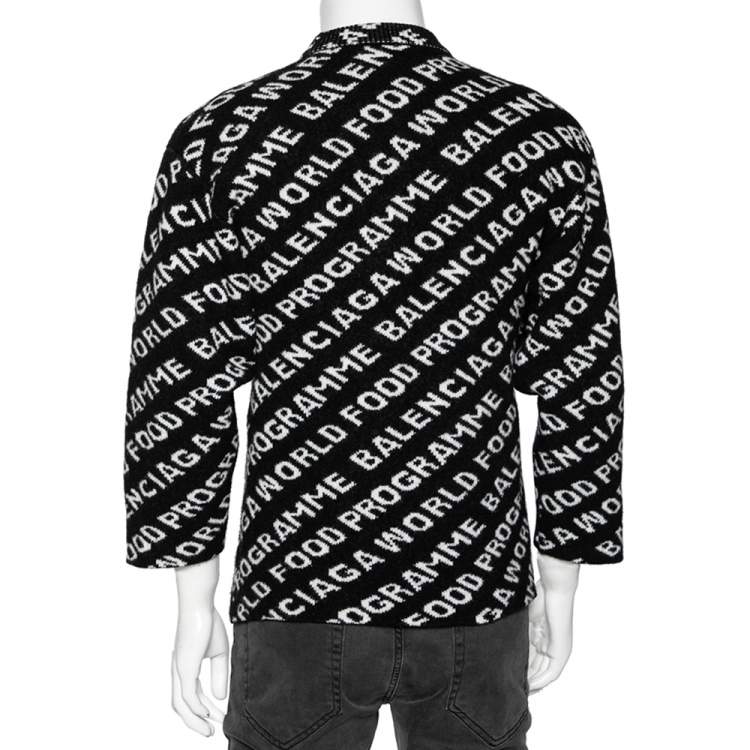 Pre Owned Balenciaga Black Intarsia Knit World Food Programme Crewneck Jumper XS