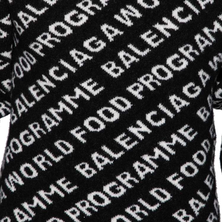 Pre Owned Balenciaga Black Intarsia Knit World Food Programme Crewneck Jumper XS