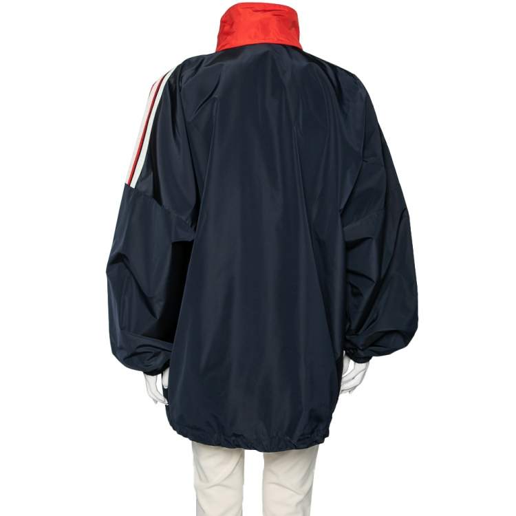Pre Owned Balenciaga Colorblock Logo Printed Synthetic Windbreaker Jacket M