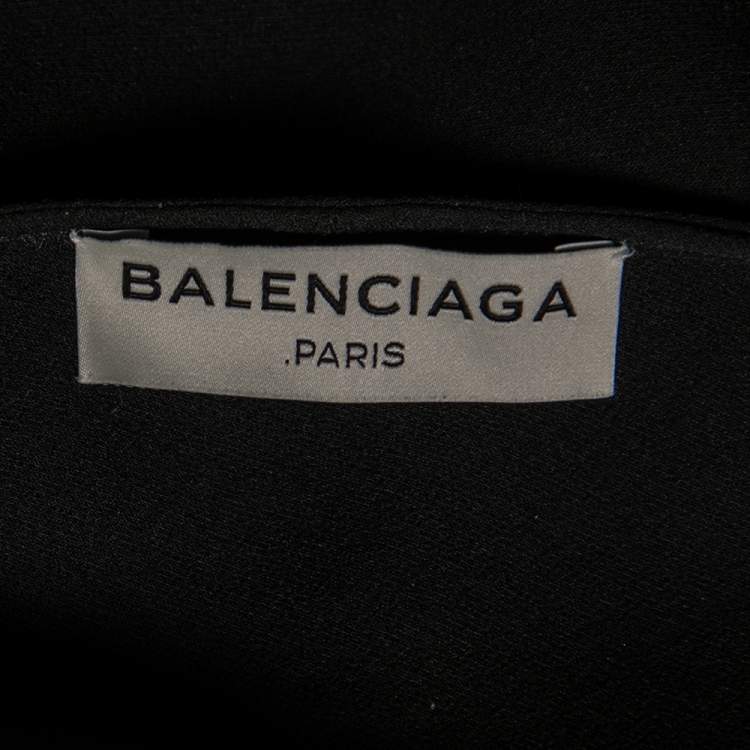 Pre Owned Balenciaga Black Silk Cape Sleeve Detailed Top S