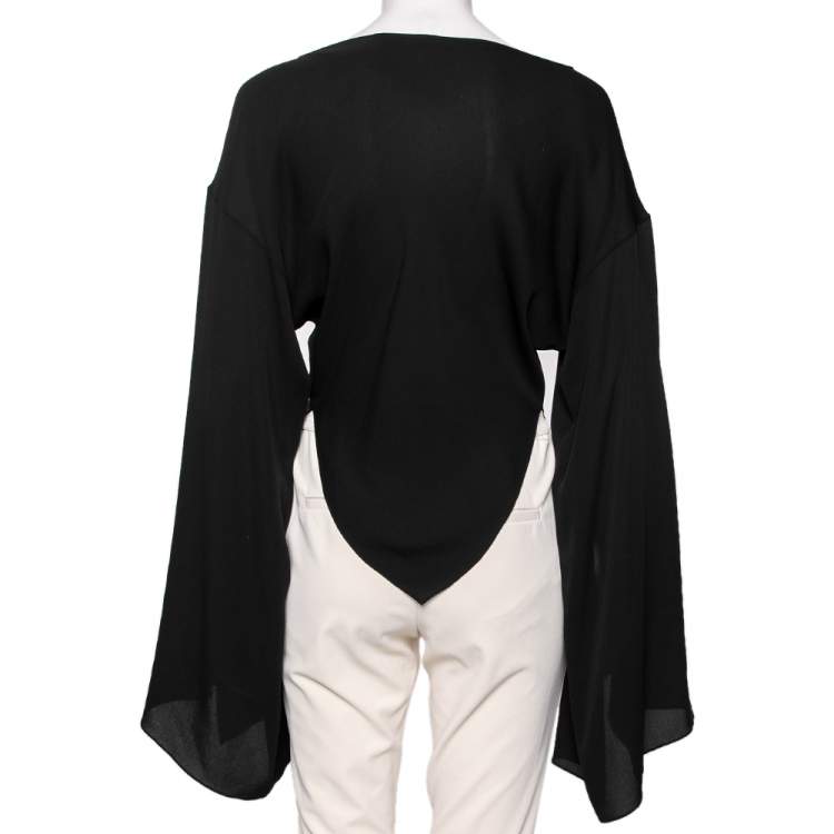 Pre Owned Balenciaga Black Silk Cape Sleeve Detailed Top S