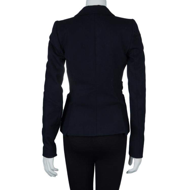 Pre Owned Balenciaga Paris Navy Blue Wool Double Breasted Blazer S