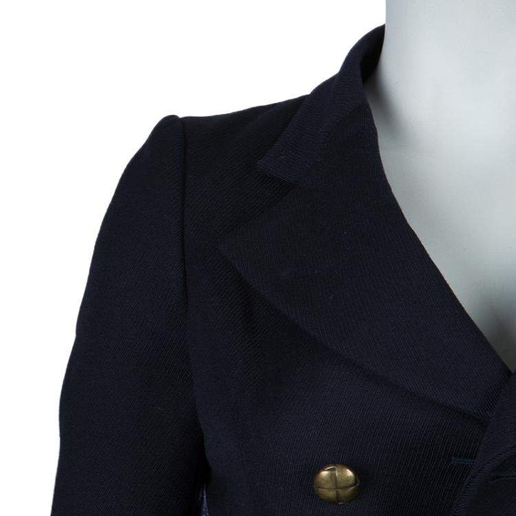 Pre Owned Balenciaga Paris Navy Blue Wool Double Breasted Blazer S