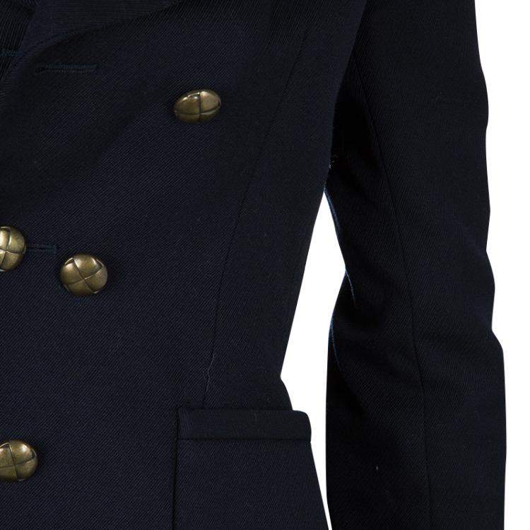 Pre Owned Balenciaga Paris Navy Blue Wool Double Breasted Blazer S