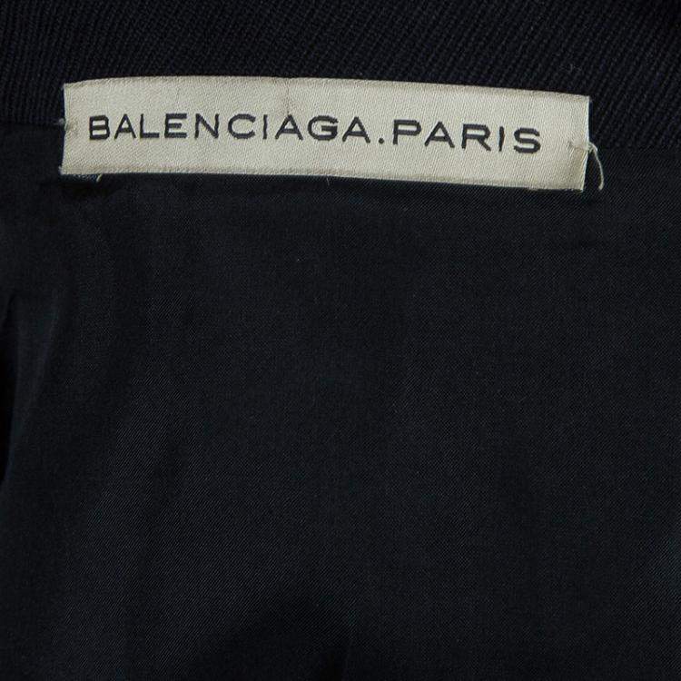 Pre Owned Balenciaga Paris Navy Blue Wool Double Breasted Blazer S