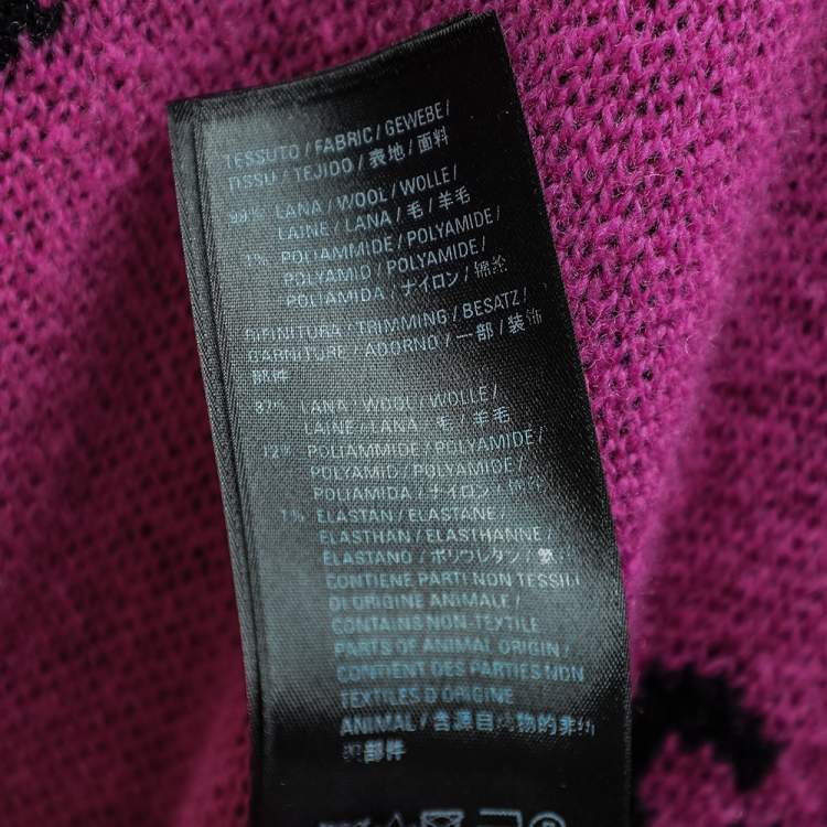 Pre Owned Balenciaga Pink Logo Intarsia Knit Long Cardigan S