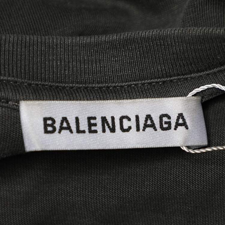 مملوكة مسبقًا Balenciaga Charcoal Grey Cotton Knit Oversized T-Shirt M