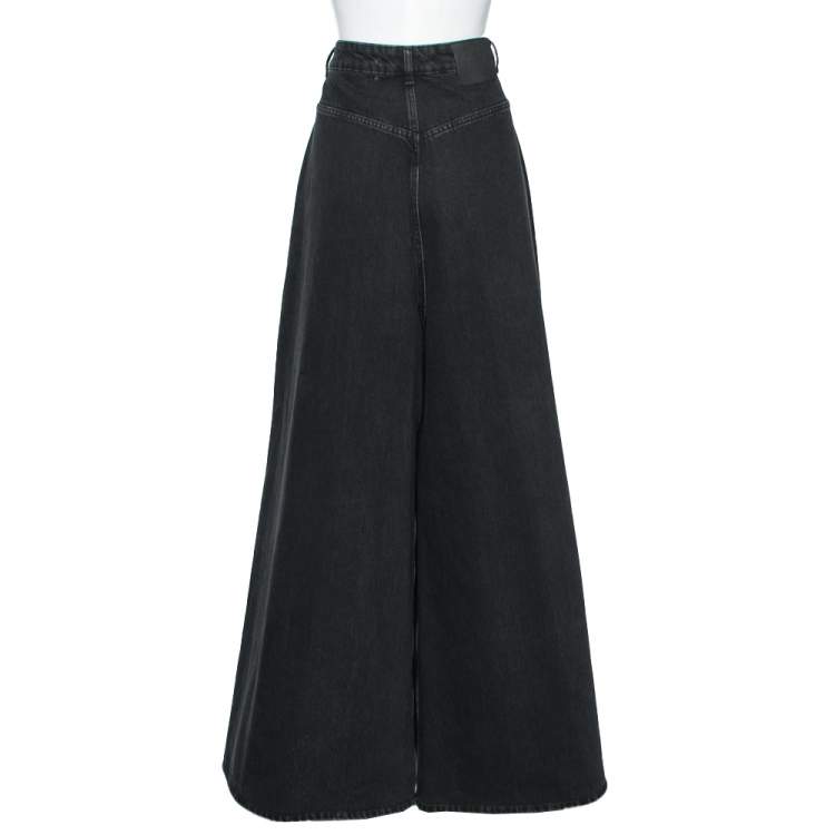Pre Owned Balenciaga Black Denim High Waisted Giant Flared Jeans S